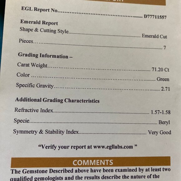 Natural Colombian Green Emerald Loose Gemstone Certified Lot Of 7 Pcs, 71.20 Ct - Picture 6 of 6